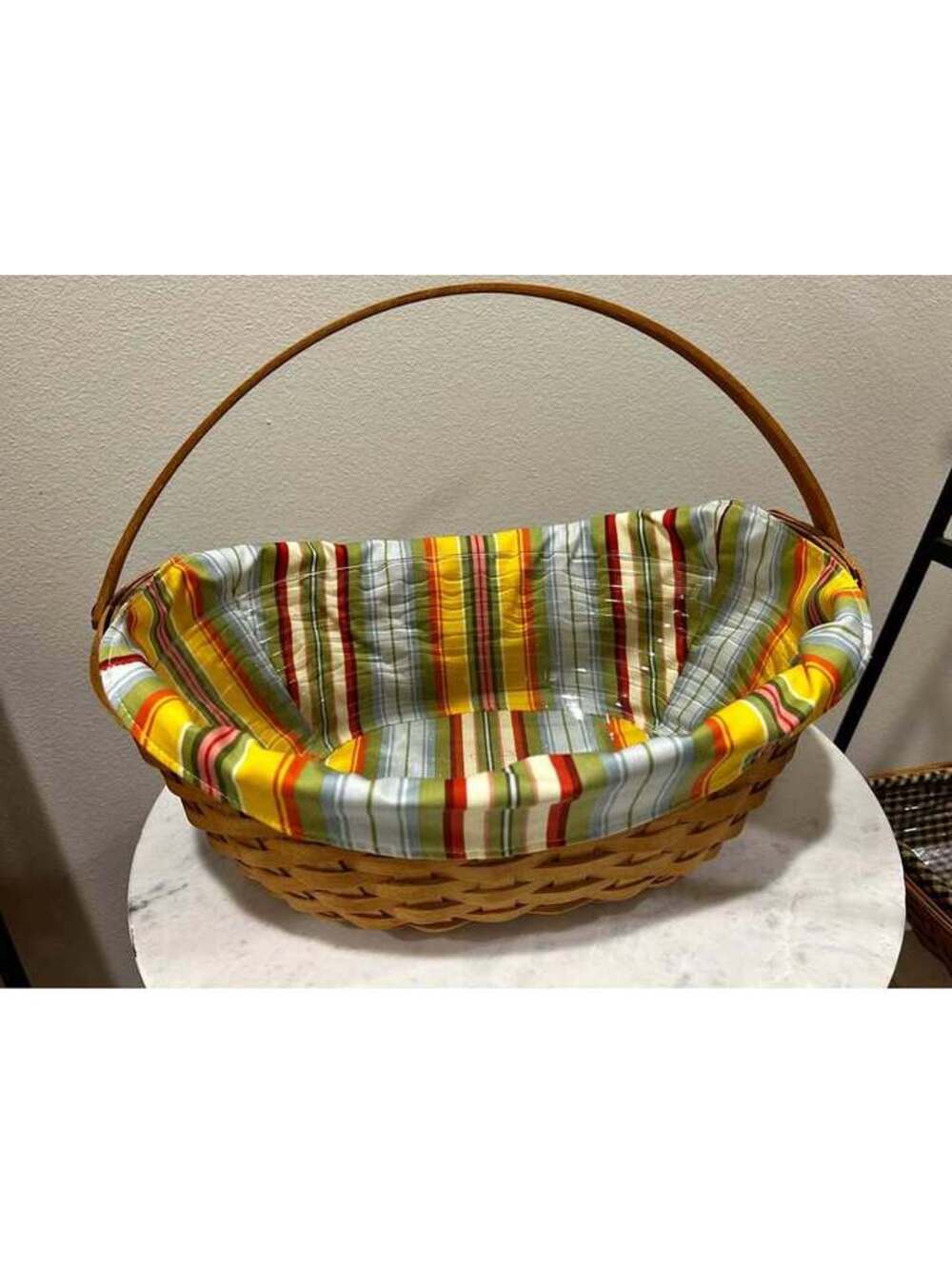 Longaberger Large Crocus with Sunflower stripe liner & protector